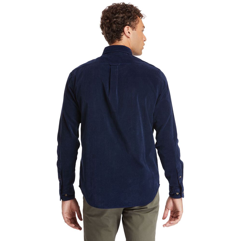 Camisa Timberland Argentina Hombre - Mascoma River Long-Sleeve Corduroy - Azul Marino - CSHPXU-731